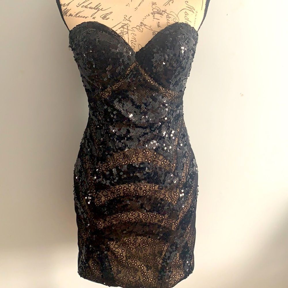Jovani Dress | Black Sequin and Lace size 4